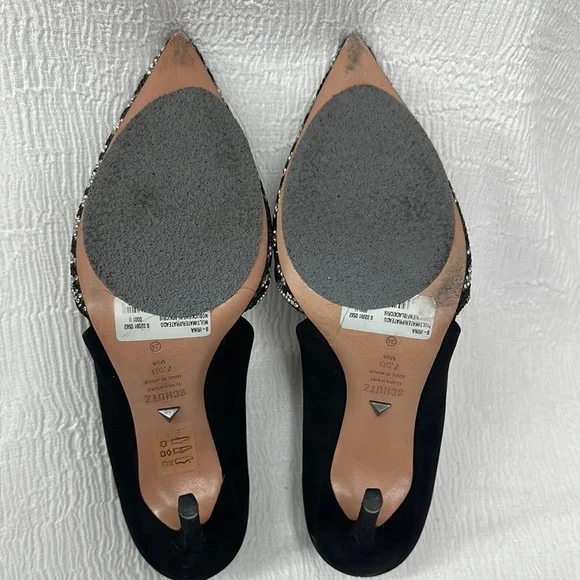 Schutz Black and White rhinestones in zebra print Women's Heels​ - Picture 4 of 9